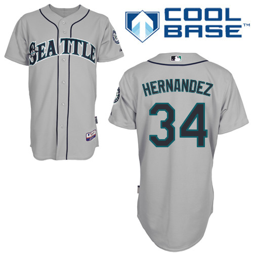 Felix Hernandez #34 MLB Jersey-Seattle Mariners Men's Authentic Road Gray Cool Base Baseball Jersey